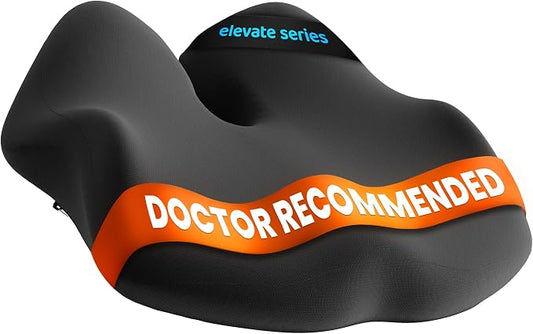 Elevate Series by Everlasting Comfort Doctor Recommended Memory Foam Seat Cushion for Office Chairs & Car - Ergonomic Desk Accessories - Cushions for Tailbone Pain Relief (Charcoal Black, Large) by EverlastingComfort