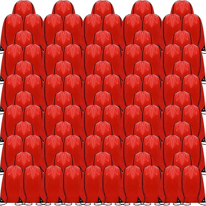 Shappy Drawstring Backpack Bulk Sports Gym Cinch Bag Polyester String Bag for Men Women(Red,200 Pcs) by Shappy
