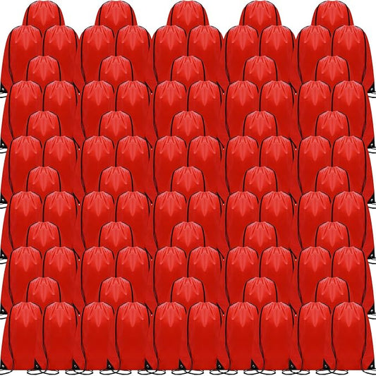 Shappy Drawstring Backpack Bulk Sports Gym Cinch Bag Polyester String Bag for Men Women(Red,200 Pcs) by Shappy