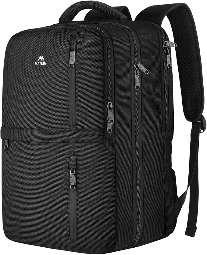 MATEIN Extra Large 45L Travel Backpack, Airline Approved 18 Inch Backpack | Shoe Compartment, Water Resistant, College Luggage Backpack, Casual Daypack, Overnight Weekender Travel Bag, Black by MATEIN