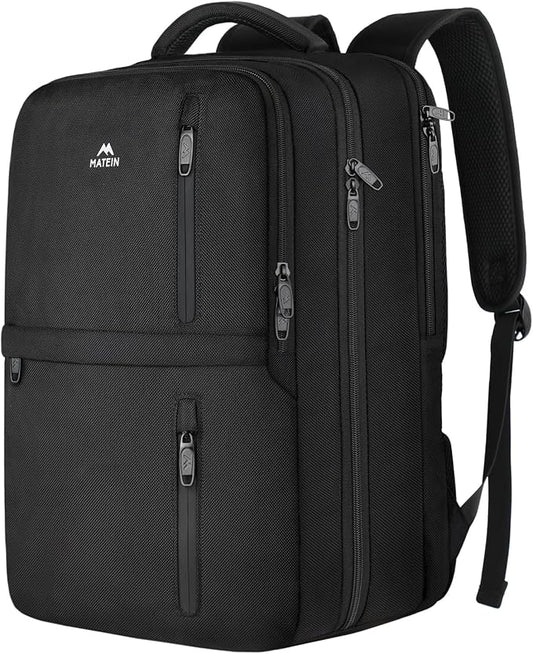 MATEIN Extra Large 45L Travel Backpack, Airline Approved 18 Inch Backpack | Shoe Compartment, Water Resistant, College Luggage Backpack, Casual Daypack, Overnight Weekender Travel Bag, Black by MATEIN