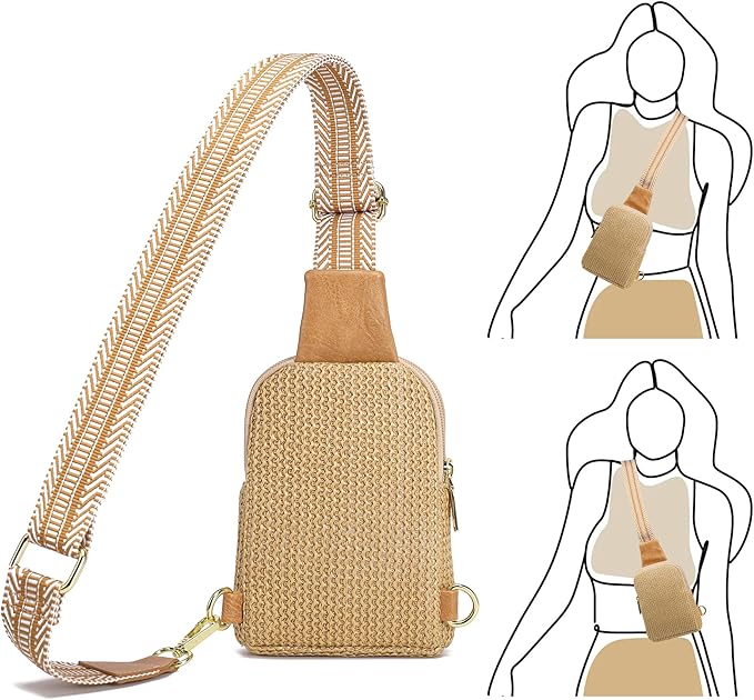 INICAT Straw Crossbody Bags Beach Gifts Small Sling Bag Summer Vacation Essentials Hawaiian Accessories Rattan Purses Women