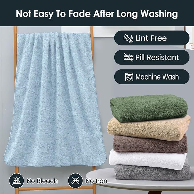 JML Bath Towels Pack of 2, 30 in x 60 in, Large Microfiber Bath Towel Set, Ultra Soft, Super Absorbent, Fast Drying, Use for Sauna, Sport, Travel, Fitness, SPA, Yoga,Coral Fleece -Light Blue - Image 6