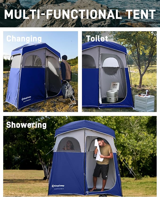 KingCamp Shower Tent, Portable Privacy Tent Outdoor Camping 1/2 Room Toilet Tents with Shower Bag & Dressing Room for Beach, Camping & Hiking - Image 6