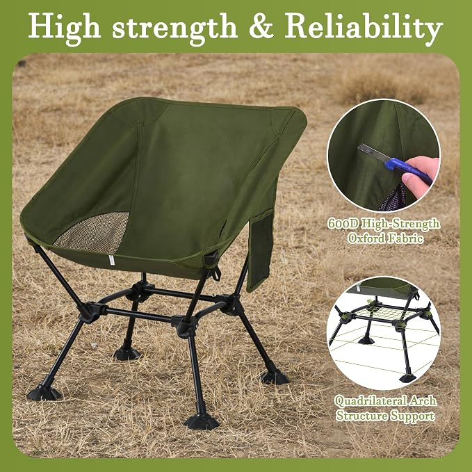 Ultralight Camping Chair,Compact Folding Chair with Anti-Sinking Large Feet and Storage Bag,Lightweight Backpack Chair for Naturehike,Travel,Beach,Hiking - Image 5