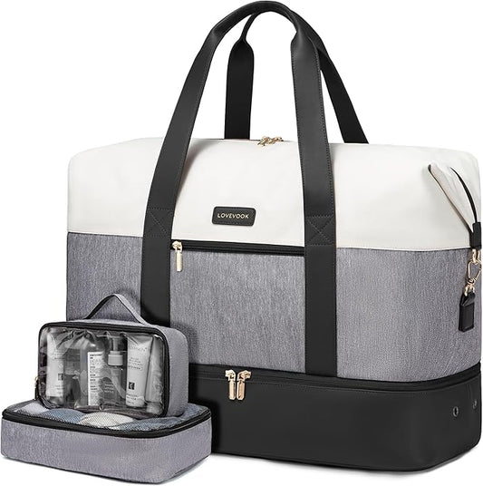 LOVEVOOK Weekender Bag for Women, Large Duffle Bag for Travel with 2 Packing Cubes, Carry on Overnight Bag with Shoe Compartment, Mom Hospital Bags for Labor and Delivery by LOVEVOOK