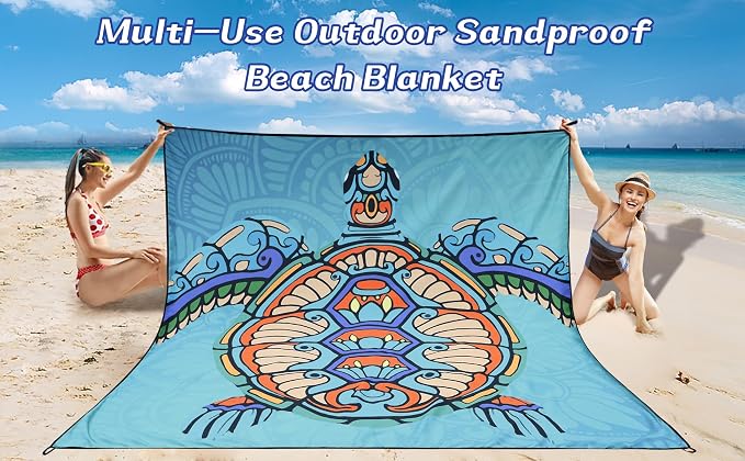 WIWIGO Beach Blanket Waterproof Sandproof Beach Mat 79" X 83"/10'x9'for 2-8 Adults Quick Drying Outdoor Picnic Mat Beach Accessories for Travel, Camping, Hiking - Image 6