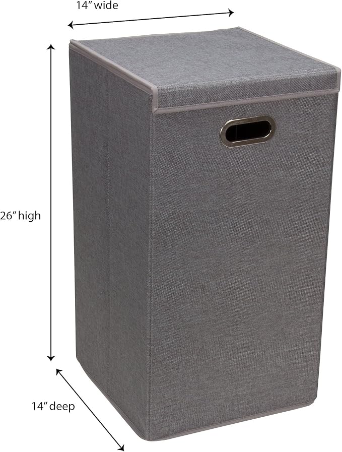 Household Essentials 5620 Collapsible Single Laundry Hamper with Magnetic Lid - Grey - Image 5