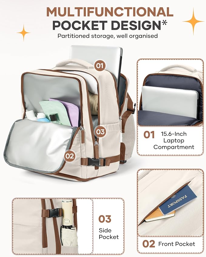 coofay Extra Large Travel Backpack Carry on Flight Approved Mochila De Viaje Personal Item Backpack for Airlines Frontier Airlines Personal Item Bag Backpack for Travel Backpacks for Men Women - Image 4