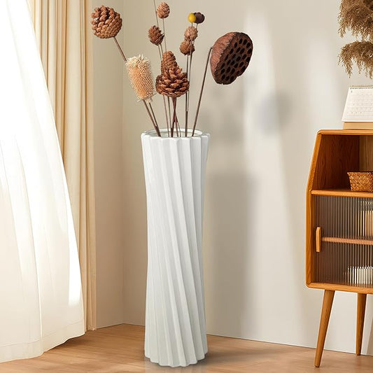 White Ceramic Tall Floor Vase,22.8 Inch Home Decor,Large Decorative Floor Vase for Centerpiece,Living Room,Bedrooms and Other Spaces,Pampas Grass Vases for Pal, Beloved and Family