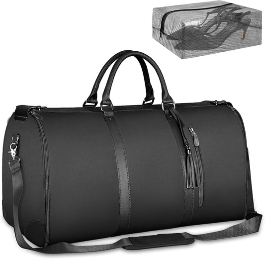 Ytonet Garment Bags for Travel, Convertible Garment Duffle Bags with Shoe Pouch, Large Carry on Garment Bag for Women, 2 in 1 Hanging Suitcase Suit Travel Duffel Overnight Bags, Black by YTONET
