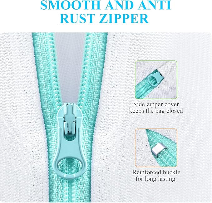 OTraki Large Mesh Laundry Bags, 20 x 24 inch Net Laundry Bags, Reusable Laundry Bags with Zips, Washing Bag with Handles for Washing Machine Delicates Clothes College Dormitories Apartments (2 Packs) - Image 5