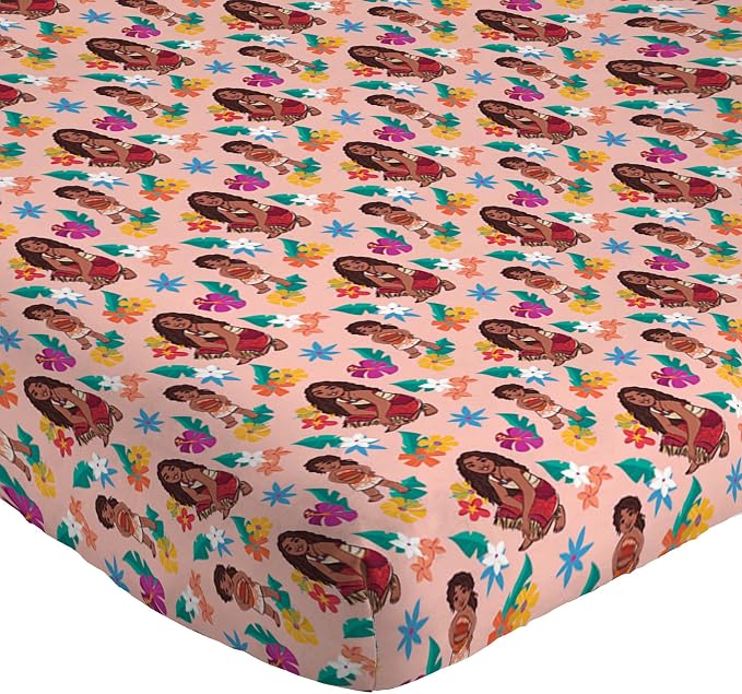 Jay Franco Kids Sheet Set with Fitted, Flat Sheets & Pillow Cover - Ultra-Soft Bedding with Pillowcase for Room Decor, Pink - Moana, 4 Piece Queen - Image 3