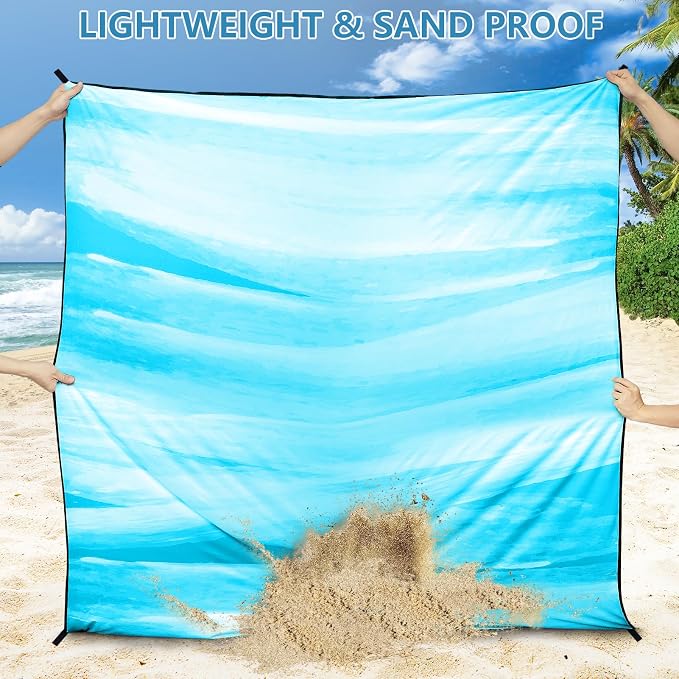 WIWIGO Beach Blanket Waterproof Sandproof Beach Mat 79" X 83"/10'x9'for 2-8 Adults Quick Drying Outdoor Picnic Mat Beach Accessories for Travel, Camping, Hiking - Image 3