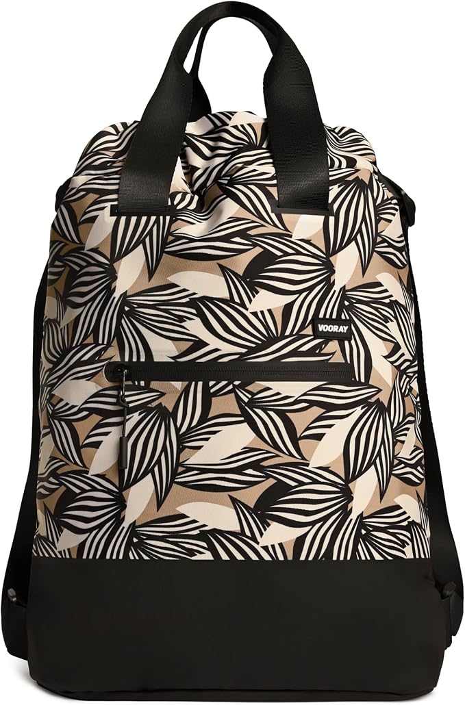 VOORAY 23L Flex Cinch Drawstring Backpack, Textured Leaves – Lightweight Travel Bag, Sports Gym Backpack for Women & Men, Weekender Bag by VOORAY