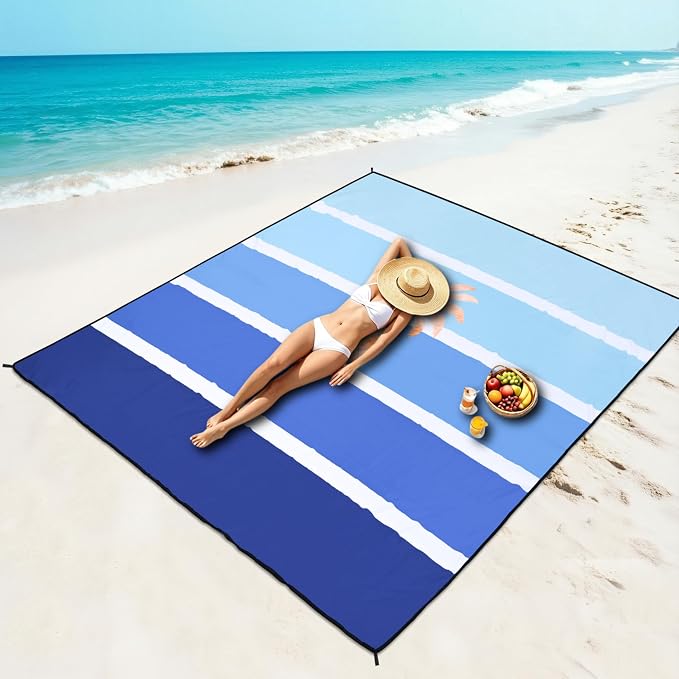 WIWIGO Beach Blanket Waterproof Sandproof Beach Mat 79" X 83"/10'x9'for 2-8 Adults Quick Drying Outdoor Picnic Mat Beach Accessories for Travel, Camping, Hiking - Image 6