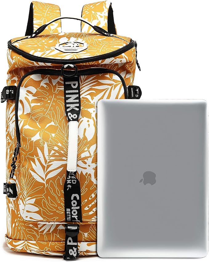 Kalesi Gym Duffle Bag Backpack 4-Way Waterproof with Shoes Compartment for travel Sport Hiking laptop (Mustard yellow) - Image 6