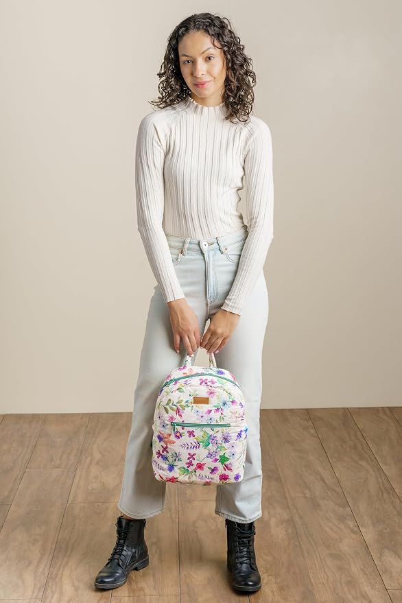 Maison d' Hermine Backpack for Women Men Cotton Shoulder Multipurpose Rucksack with Small Pouch Lightweight Multi Pocket Bag for Travel Work Beach Perfect for Spring Summer (Chardon) - Image 7