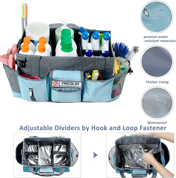 Large Cleaning Caddy for Cleaning Suppliers Organizer,15" Storage Organizer for House Clean Essential, Wearable Cleaing Bag, Storage Caddy for Housekeeping - Image 2
