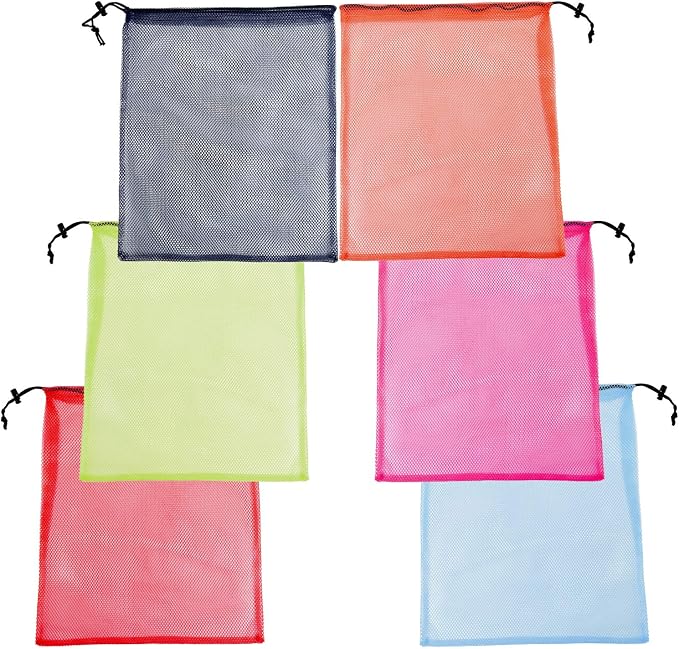 18"X24" 6Pcs Mesh Laundry Drawstring Bag Nylon Drawstring Gym Bag with Cord Lock Closure by InnovativeDanceMovementsUniqueComfortableDancewearConfidentlgnitedreams