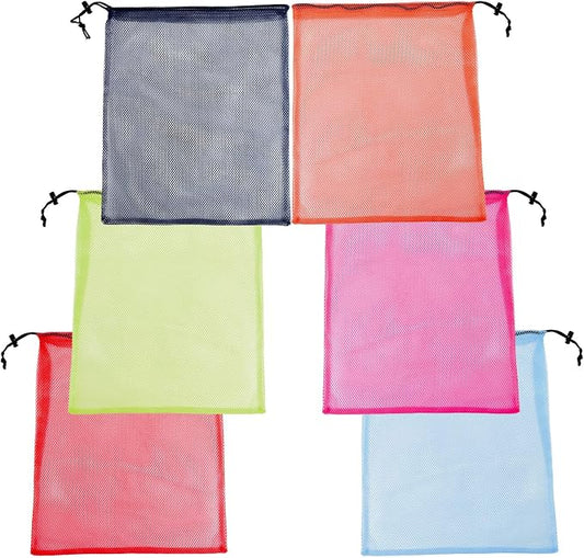 18"X24" 6Pcs Mesh Laundry Drawstring Bag Nylon Drawstring Gym Bag with Cord Lock Closure by InnovativeDanceMovementsUniqueComfortableDancewearConfidentlgnitedreams