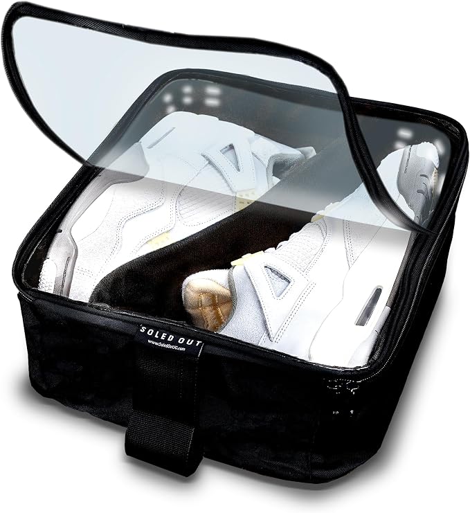 SoleGuardian XXL Sneaker Travel Case – U.S. Brand – Clear Waterproof Lid, Adjustable Dividers – Soft Bag Organizer for up to 4 Pairs of Casual, Athletic, Golf & Sports Shoes, Gift for Men & Women (3) - Image 3