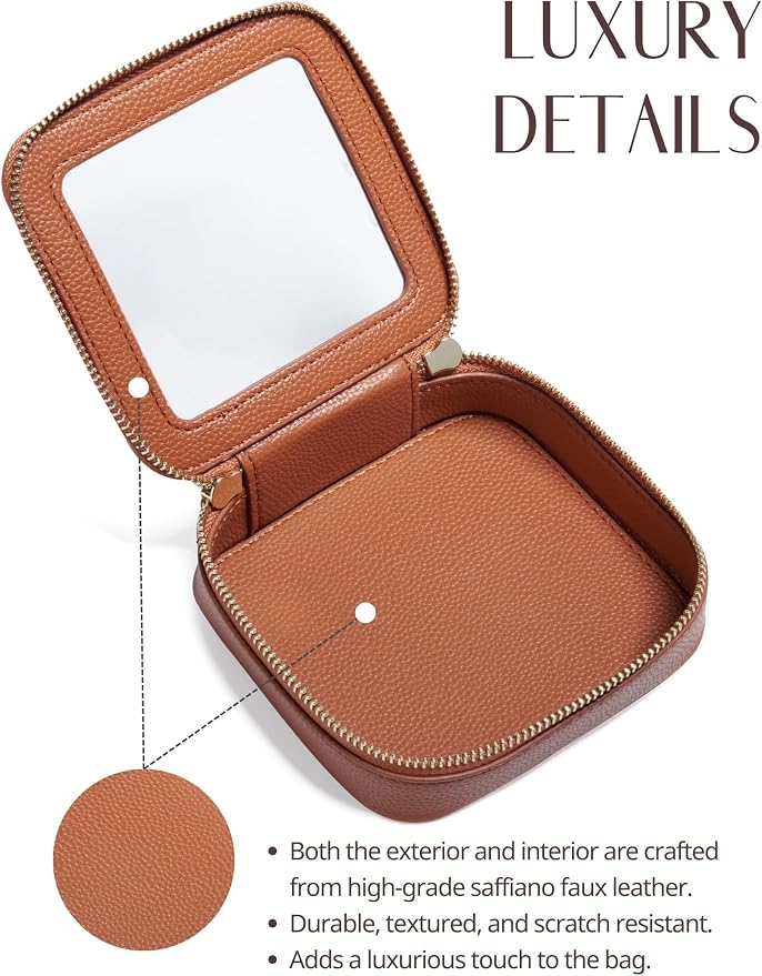 Popvibe Clear Makeup Case Toiletry Bag Travel Medium Clear Cosmetic Bag with Zipper, Make Up Bag Organizer Traveling TSA Approved Transparent Bag Car for Essentials, Mini & Medium, Brown - Image 5