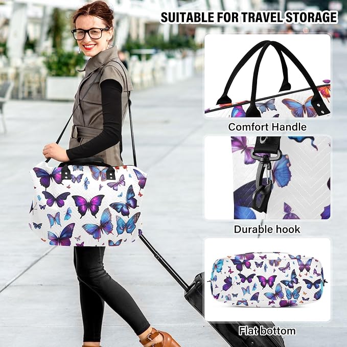 Beautiful Butterflies Travel Duffle Bag Gym Yoga Carry on Bags for Men Women Weekender Bag - Image 6