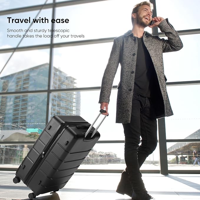 OLIXIS 29 Inch Luggage, Hardside Checked Suitcase with Spinner Wheels, Lightweight ABS Hard Shell Travel Luggage, TSA Approved Lock, Expandable Large Suitcase for Business & Travel–Black - Image 2