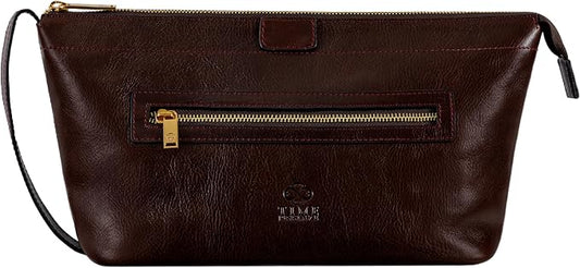 Time Resistance Leather Toiletry Bag - Dopp Kit, Full-grain Leather Cosmetic Case, Wash Bag (Brown) by %E2%80%8E