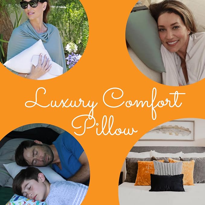 Happyluxe Travel Pillow for Long Flights - Soft, Small, Alternative to Down and Memory Foam. 17 x 13in - Made in the USA, Sage Green Airplane Pillow for Adults Sleeping, Camping or Nap - Image 2