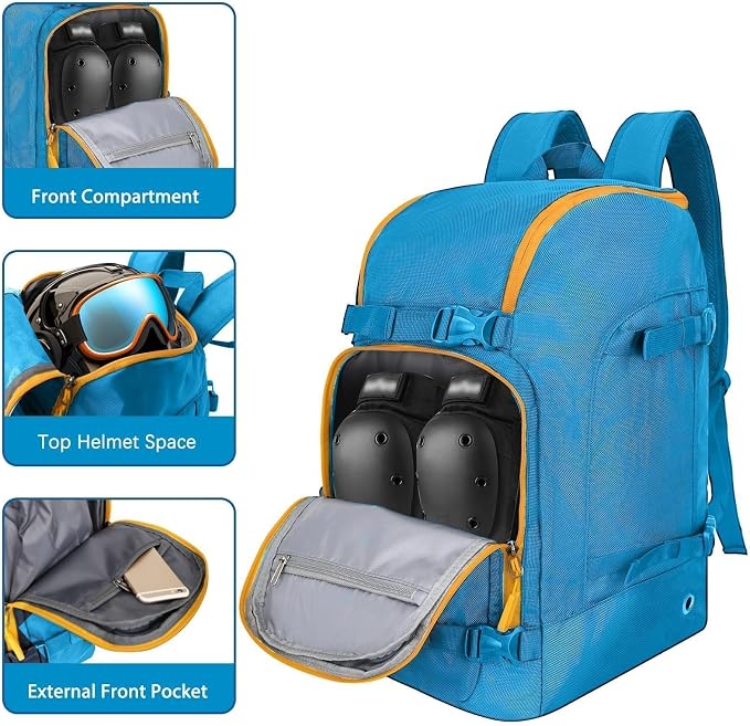 WOLT Ski Boot Bag Backpack - 50L Snowboard Boot Bag for Air Travel for Snow Boots, Ski Helmet, Gloves, Goggles, Skiing Gear - Image 4