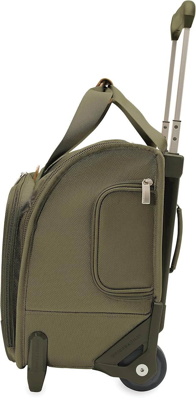 Briggs & Riley 2-Wheel Cabin Bag - Carry On Luggage for Travel, Suitcases with Wheels, Softside Rolling Bag for Men & Women, Interlocking Handle, Self-Repairing Zipper - Baseline Collection, Olive - Image 8