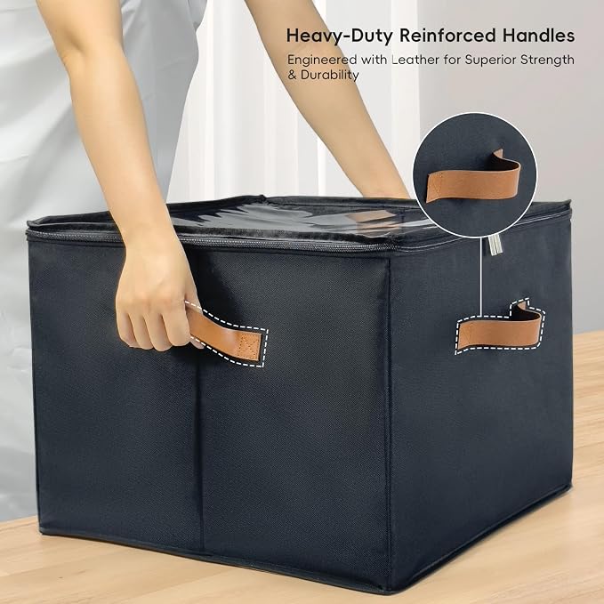 Shoe Organizer for Closet, 3 Pack Shoe Storage Bins with Clear Cover, Adjustable Dividers Fits 24-48 Pairs, Black - Image 7