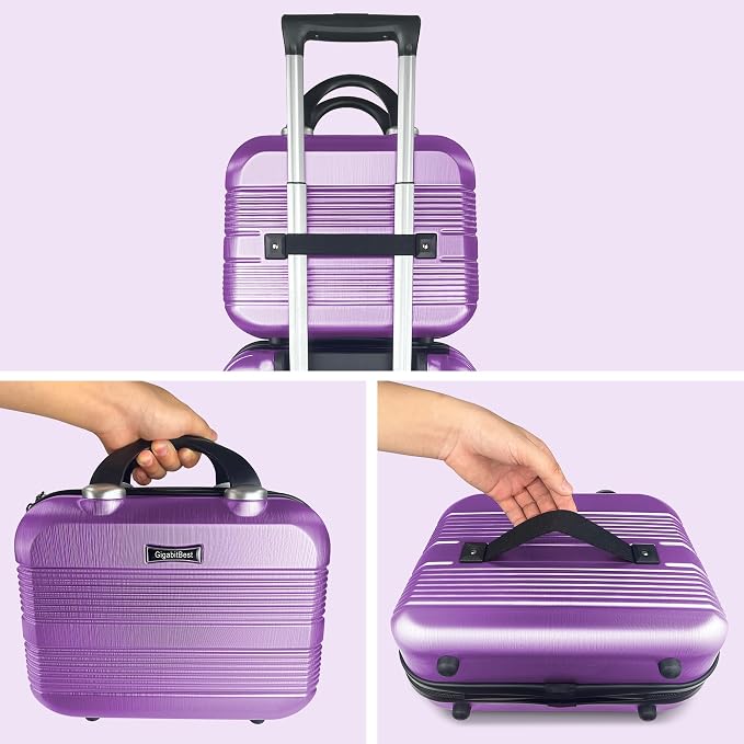 14 Inch Waterproof Hard Shell Travel Makeup Case (Purple) | ABS Scratch-Proof, Carrying Cosmetic Organizer Case with Elastic Band, Train Case, Mini Suitcase Vanity Case for Women Girl - Image 5