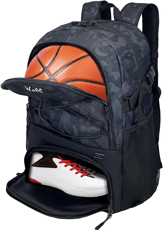 WOLT Basketball Backpack Large Sports Bag with Separate Ball Holder & Shoes Compartment, Best for Basketball, Soccer,Gym by WOLT