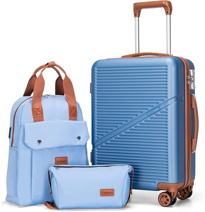 Cosbarn Carry On Luggage 22x14x9 Airline Approved, 20 Inch Carry on Suitcases with Wheels, ABS Lightweight Carry-on Luggage, Travel Suitcase Set with Wheels and TSA Lock by Cosbarn