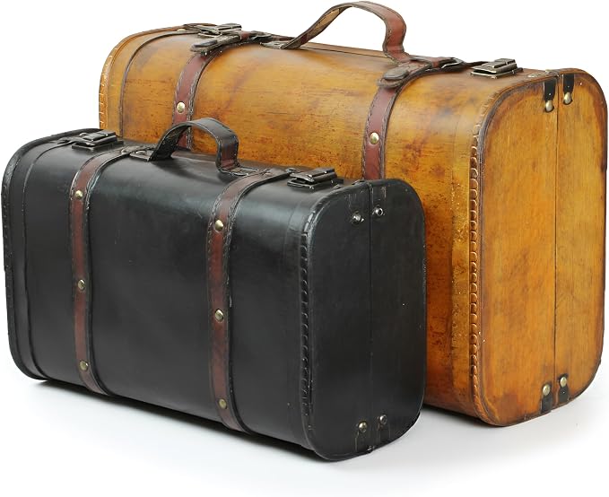 Vintiquewise Vintage Keepsake Trunk & Suitcase Set of 2, Decorative Storage Chest, Vintage Style Luggage, Memory & Bridal Trunk, Vintage Storage Box by Vintiquewise
