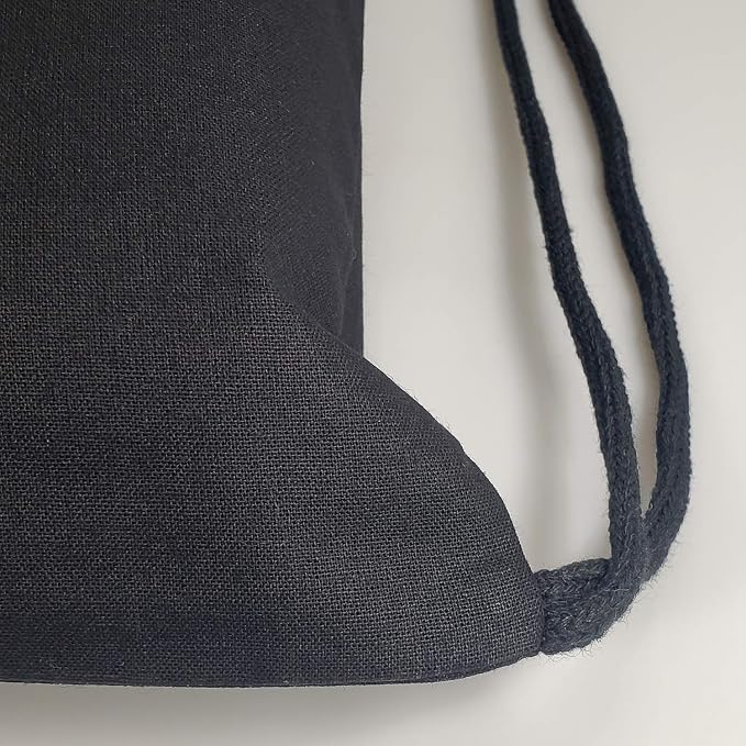 TBF Cotton Canvas Drawstring Backpack with Zippered Front Pocket Cinch Sack Pull String Sport Bags for Gym, Hike, Men Women Kids Bags (Black, Set of 6) - Image 4