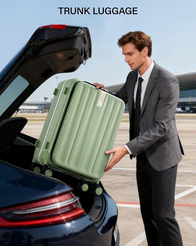 Hanke 26 Inch Large checked Luggage PC Hard Shell luggage Top Opening Aluminum Frame Travel Luggage Suitcases with Wheels for Woman Men.(Bamboo Green) - Image 9