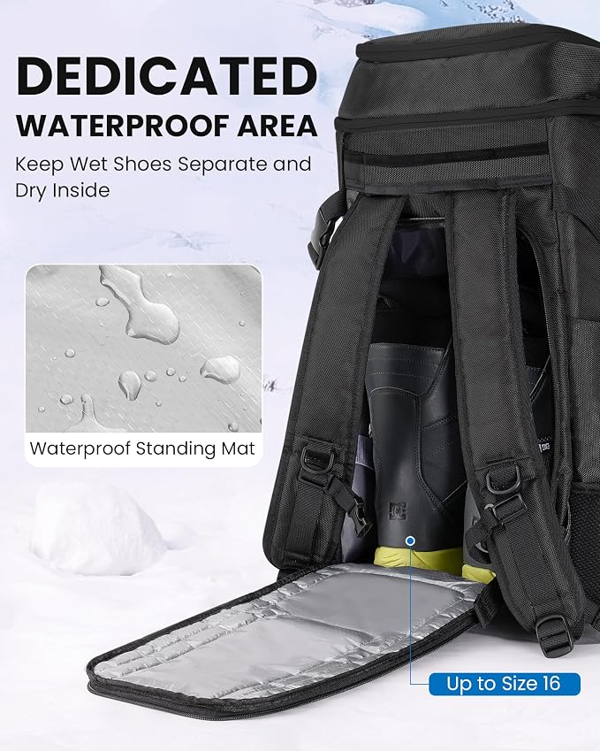 OutdoorMaster Ski Boot Bag, Snowboard Boots Travel Backpack for Helmet, Ski Shoes, Goggles, Gloves and Accessories, Waterproof Exterior & Bottom - Image 5