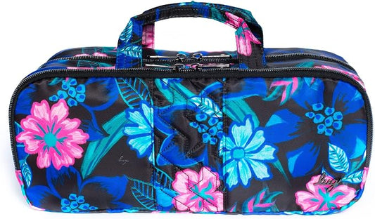 Lug Flatbed Slim Cosmetic Case for Women – Travel Toiletry Organizer with Multiple Compartments, Lightweight Water-Resistant Polyester – Resort Black by Lug