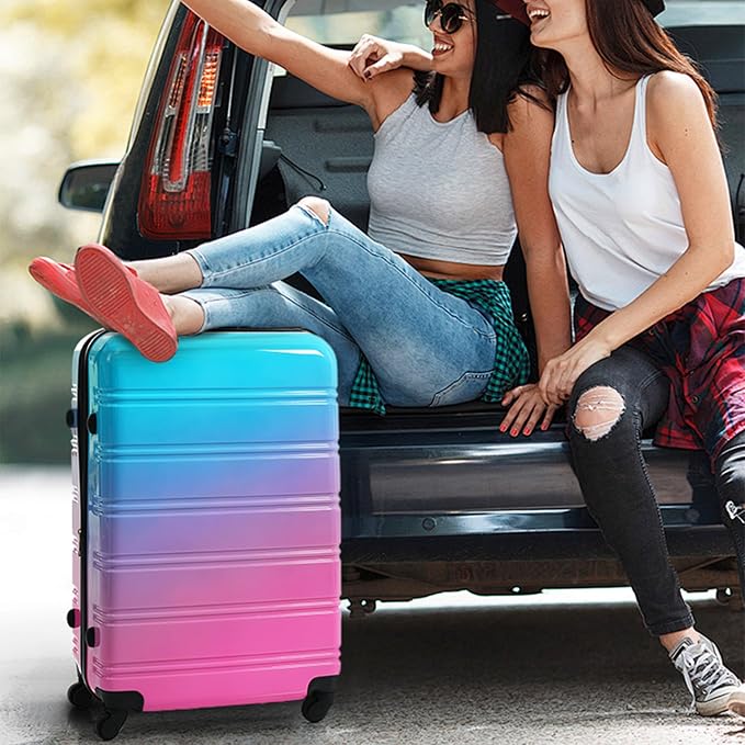 Merax Luggage Sets 3 Piece, Hardside Suitcase Set with Spinner Wheels | Lightweight Expandable Gradient Color Luggage 20+24+28 IN,Blue and Red - Image 8