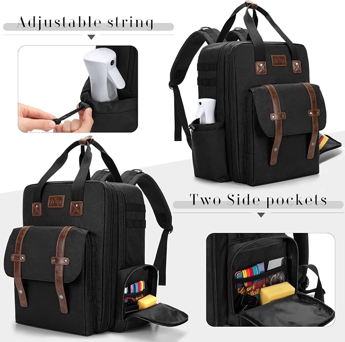 BAFASO Large Capacity Barber Case, Travel Hairdresser Bag, Black | Holds Various Hair Cutting Tools. - Image 5