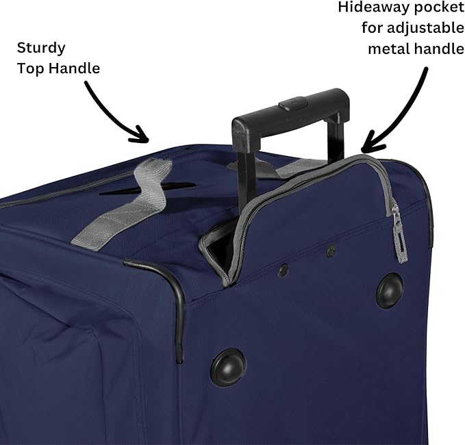 Olympia U.S.A. 29 inch Jumbo Size 8 Pockets Wheeled Rolling Duffel Bag Water Resistant Luggage Lightweight Travel Suitcase with Retractable Handle - Image 5