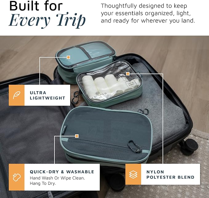 Toiletry Bag Kit 3 Piece Set: Hanging Travel Toiletry Bag + 311 TSA Cosmetic Liquid Bag + Accessory Organizer Pouch - Image 2