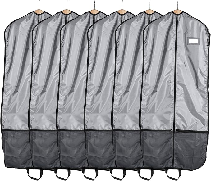 Covermates Deluxe Garment Bag Set for Closet Storage & Travel – Heavy Duty Hanging Suit & Dress Bags with ID Window, Accessory Pockets & Carrying Handles – Premium Wardrobe Protection, Grey by Covermates