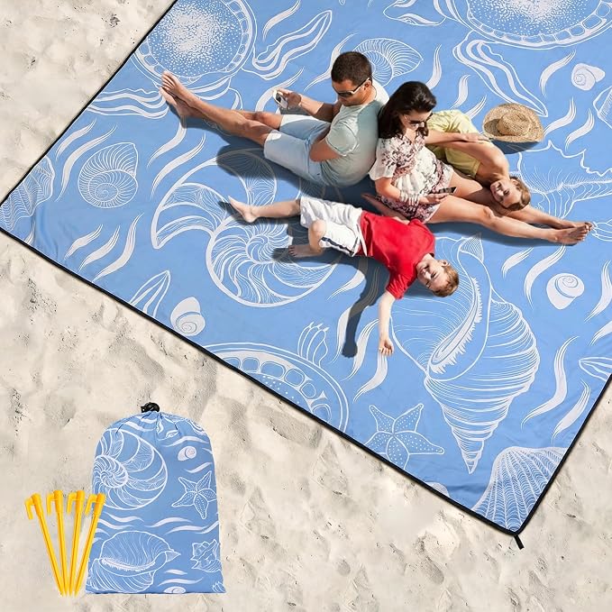WIWIGO Beach Blanket Waterproof Sandproof Beach Mat 79" X 83"/10'x9'for 2-8 Adults Quick Drying Outdoor Picnic Mat Beach Accessories for Travel, Camping, Hiking - Image 6