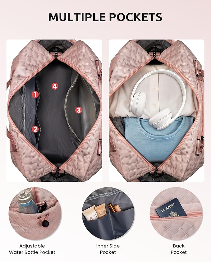Initial Duffle Travel Bag, Personalized Weekender With Shoulder Strap, Monogram Overnight for Women Wet Pocket, Letter Travel With Makeup Bag Gifts for Family (Letter Z) - Image 5