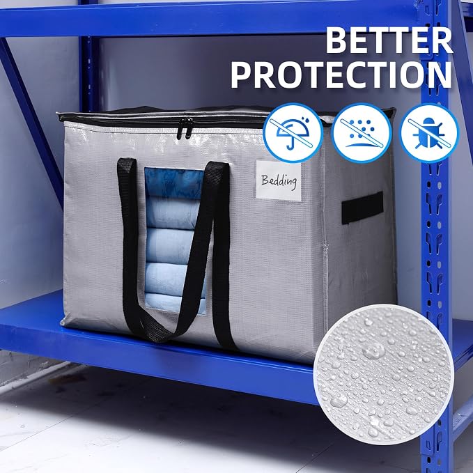 TAILI Extra Large Moving Bags, 8 Pack Silver Heavy Duty Totes For Storage with Visible Window, Wrap Around Handles, Storage Bags for Space Saving, Alternative to Moving Boxes - Image 7